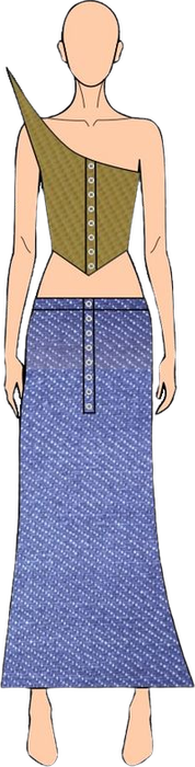 Ilustração do look 6 da coleção