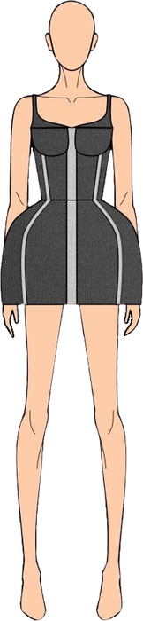 Ilustração do look 16 da coleção