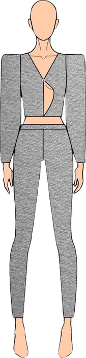 Ilustração do look 23 da coleção
